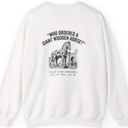 Trojan Horse Deadpan Satire Back Print Sweatshirt - White back