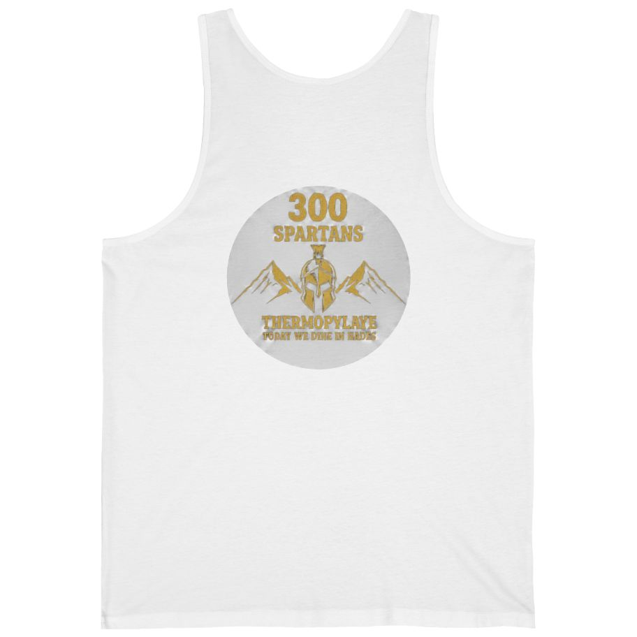 Spartans Thermopylae Back Print Tank Top - White back