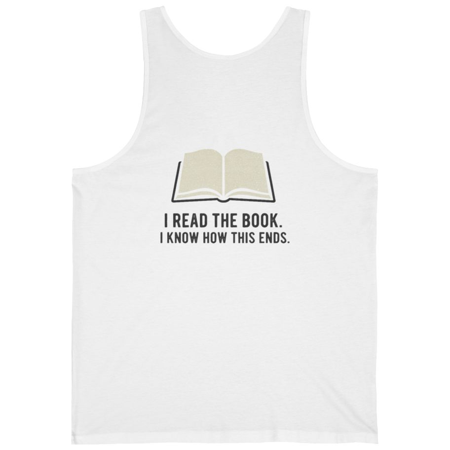 I Read The Book Back Print Tank Top - White back