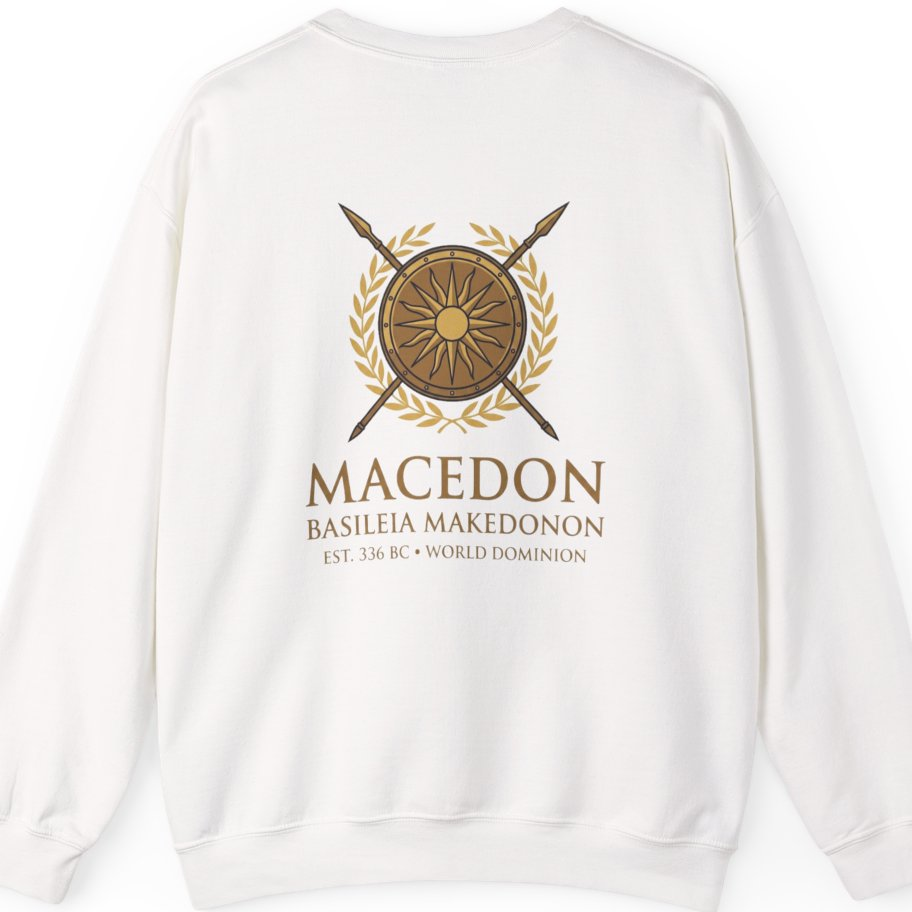Macedonian Empire Crest Back Print Sweatshirt - White back