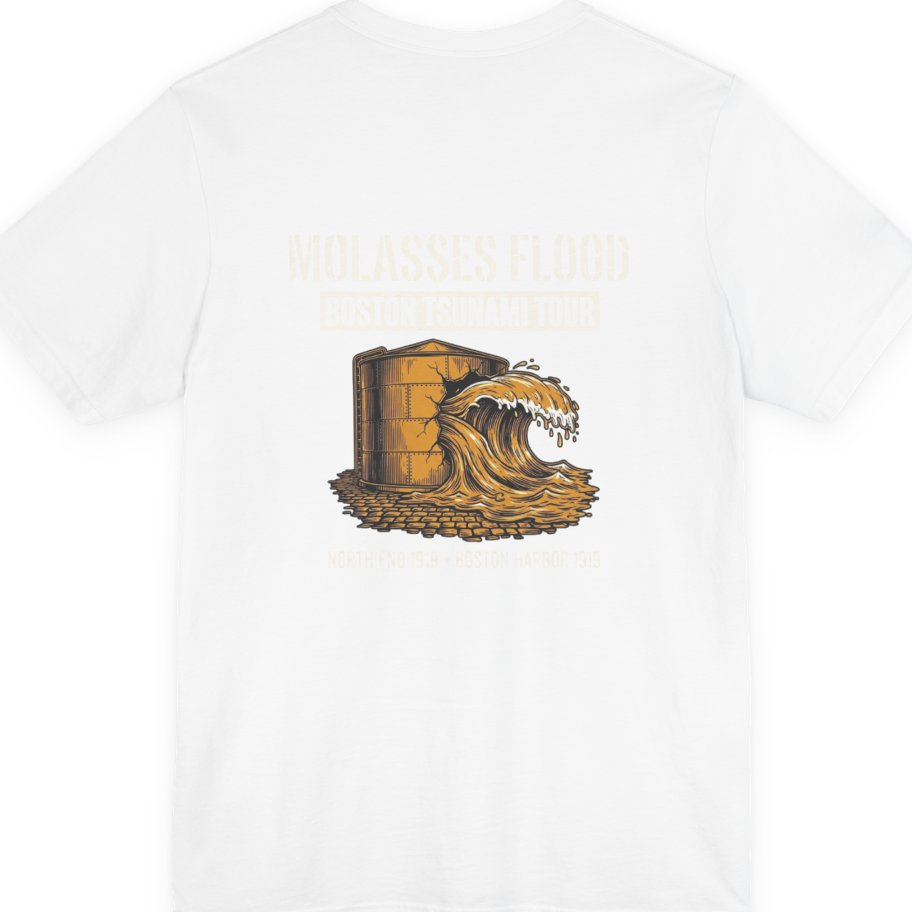 Boston Molasses Flood Tour Back Print Premium Tee - White back