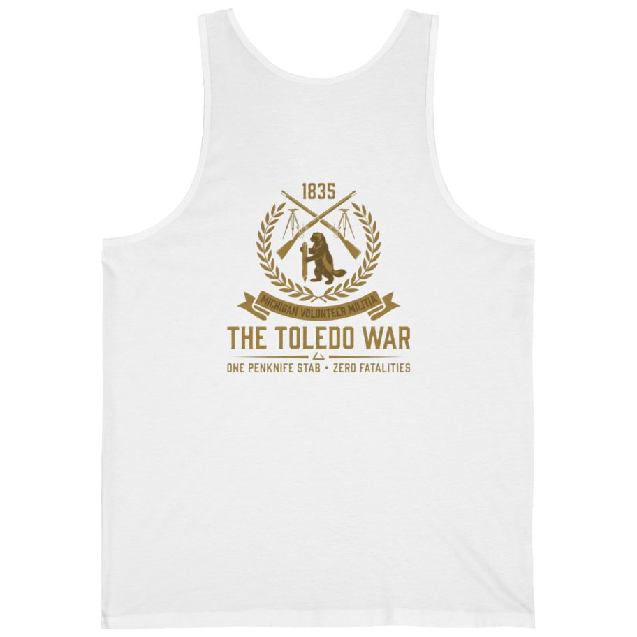 The Toledo War Michigan Volunteer Back Print Tank Top - White back