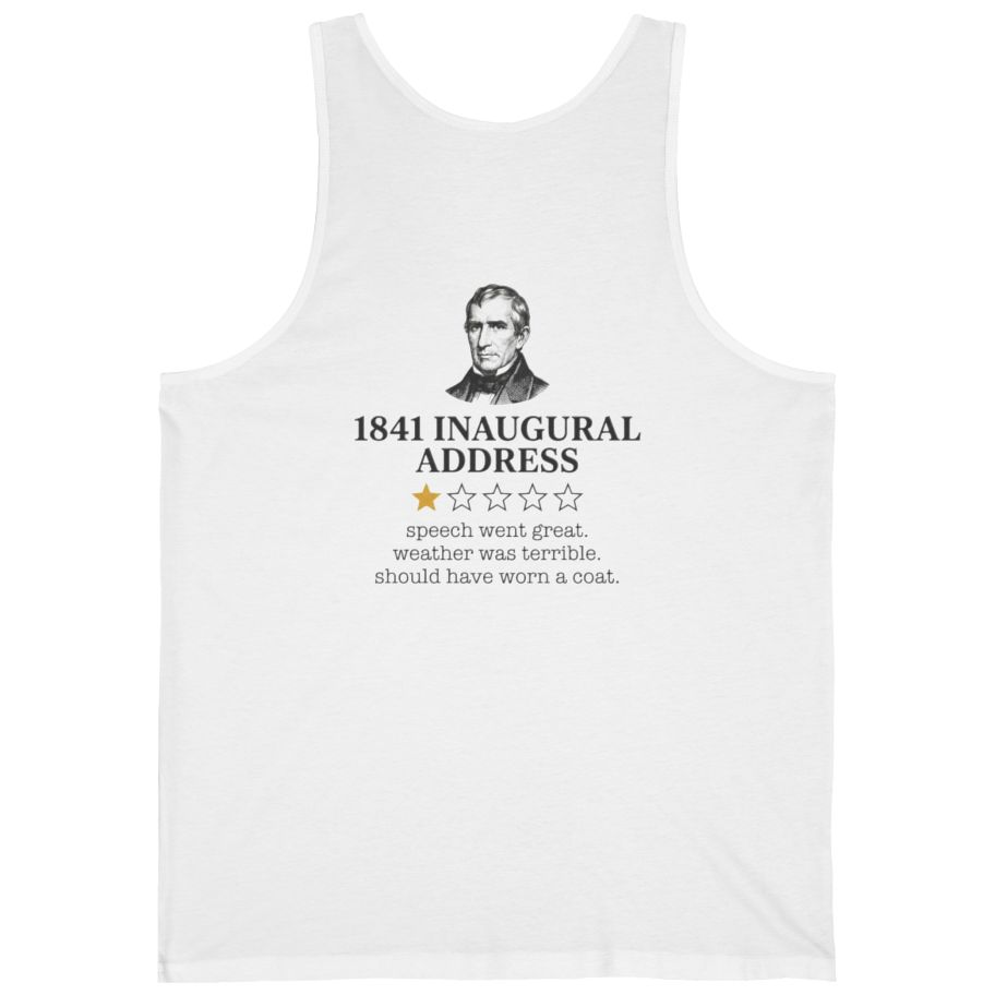 Inaugural Address Review Back Print Tank Top - White back
