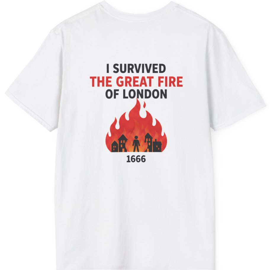 I Survived The Great Fire Back Print T-Shirt - White back