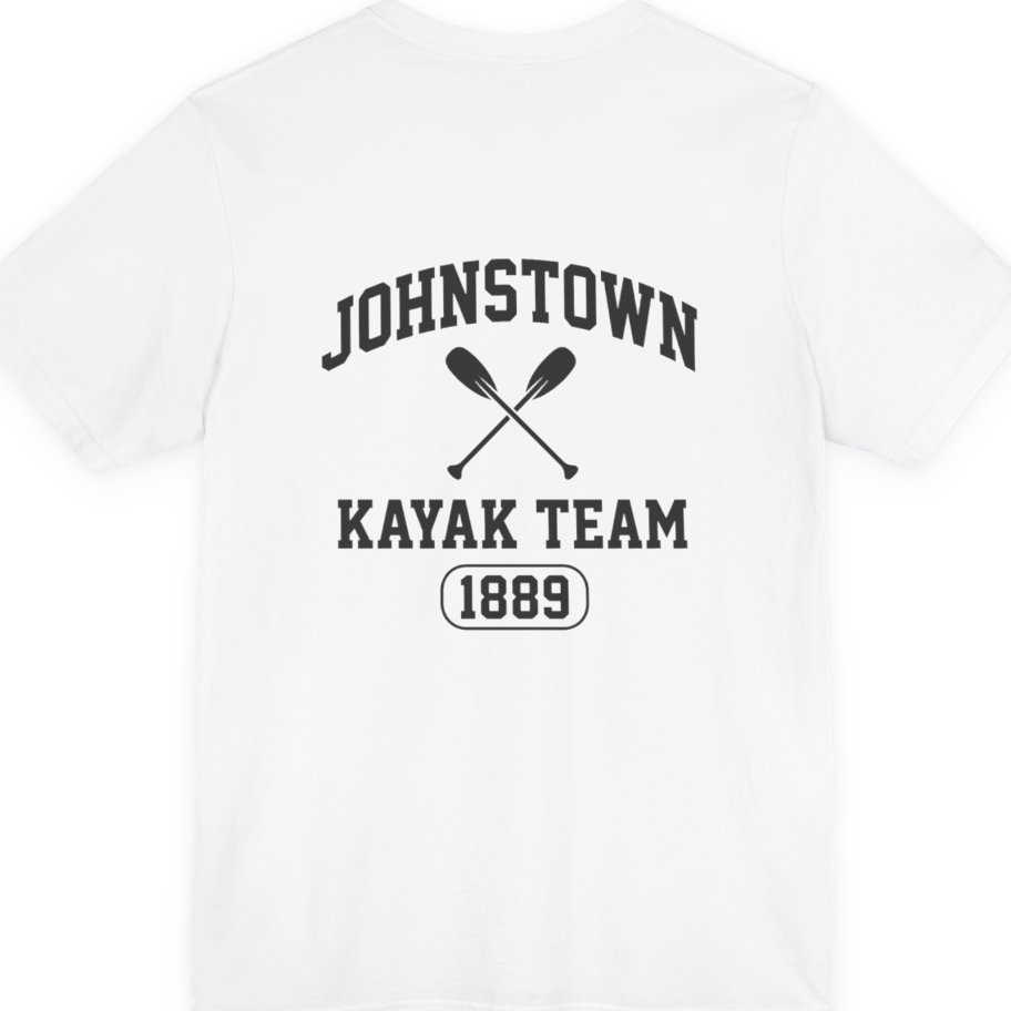 Johnstown Kayak Team Back Print Premium Tee - White back