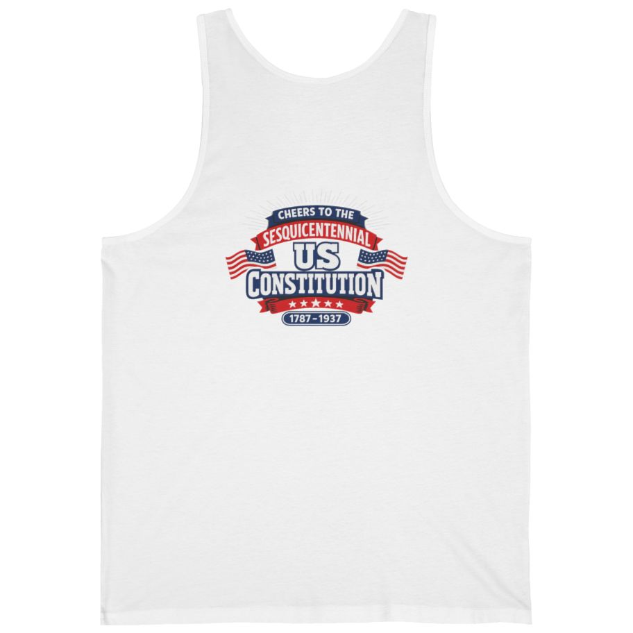 Cheers To The Sesquicentennial Us Back Print Tank Top - White back