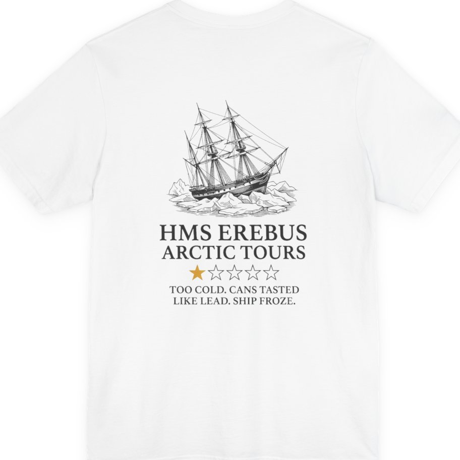 Hms Erebus Arctic Tours Back Print Premium Tee - White back