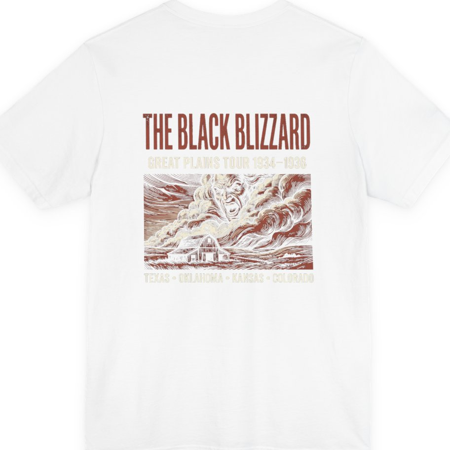 Black Blizzard Dust Tour Back Print Premium Tee - White back