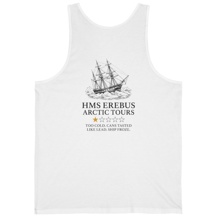 Hms Erebus Arctic Tours Back Print Tank Top - White back