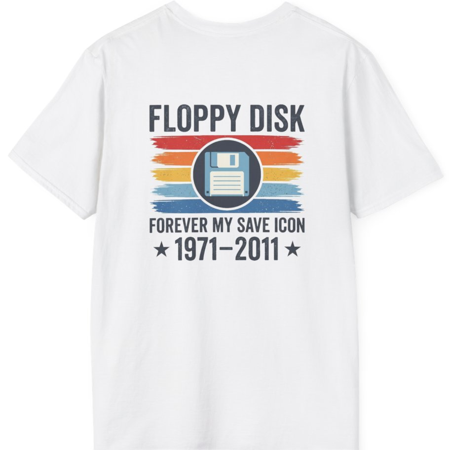 Floppy Disk Memorial Back Print T-Shirt - White back