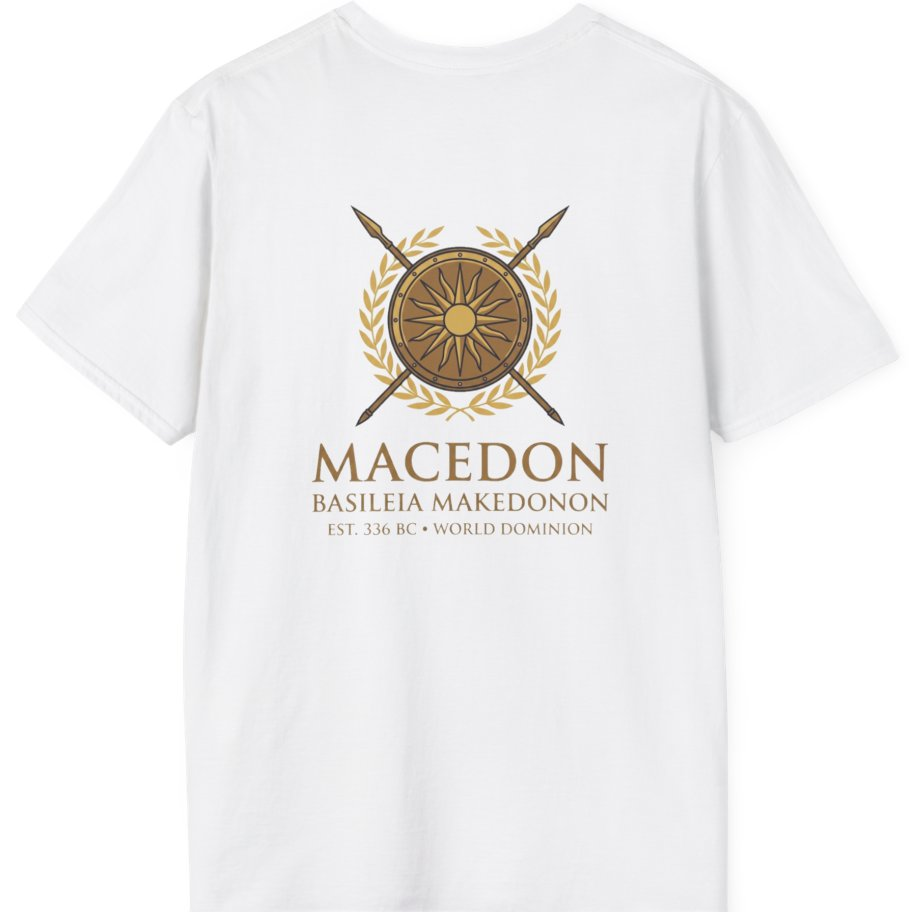 Macedonian Empire Crest Back Print T-Shirt - White back