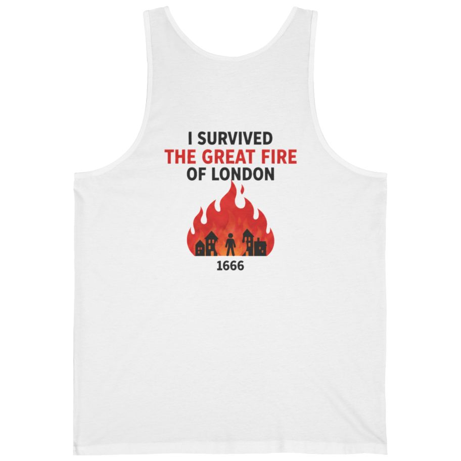 I Survived The Great Fire Back Print Tank Top - White back