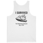 I Survived The Hindenburg Disaster Back Print Tank Top - White back
