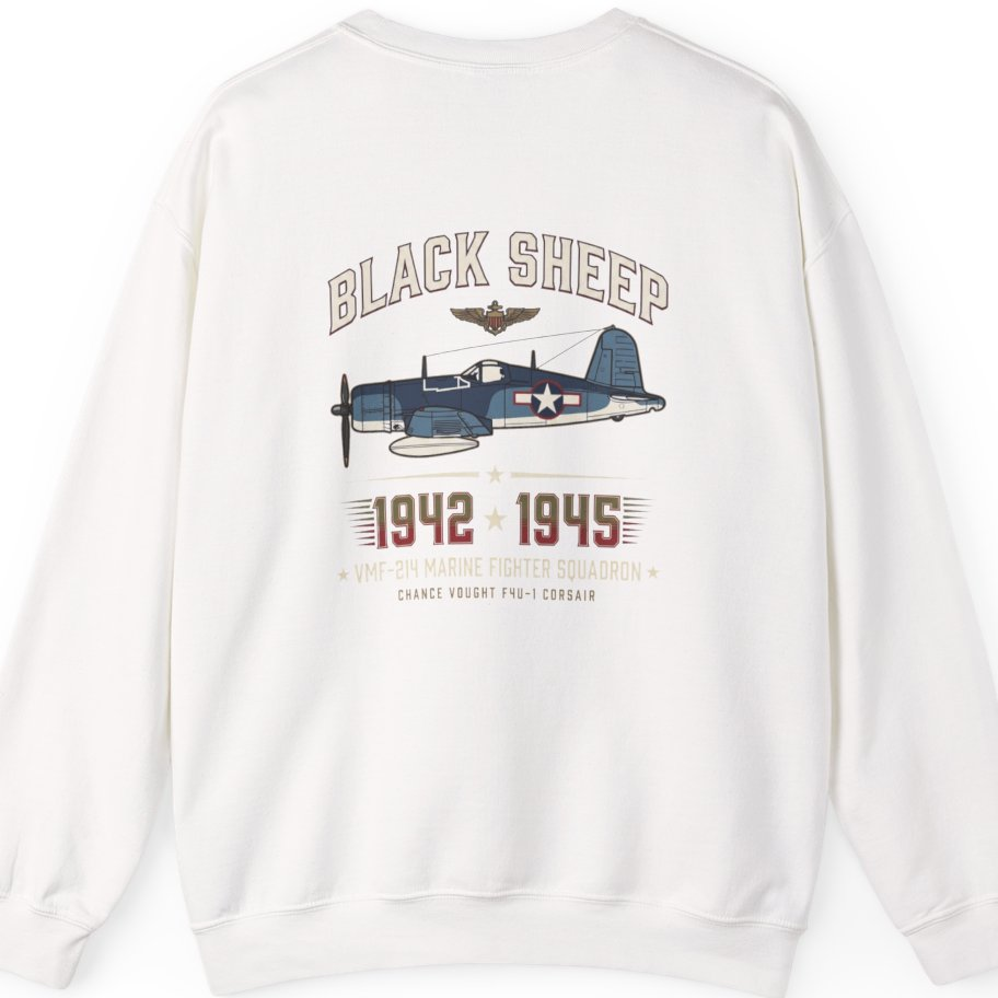 Black Sheep Squadron Crest Back Print Sweatshirt - White back