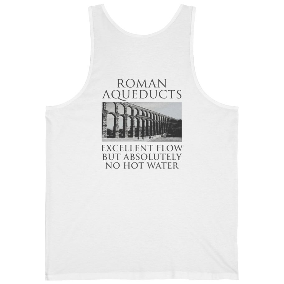 Roman Aqueducts Service Review Back Print Tank Top - White back