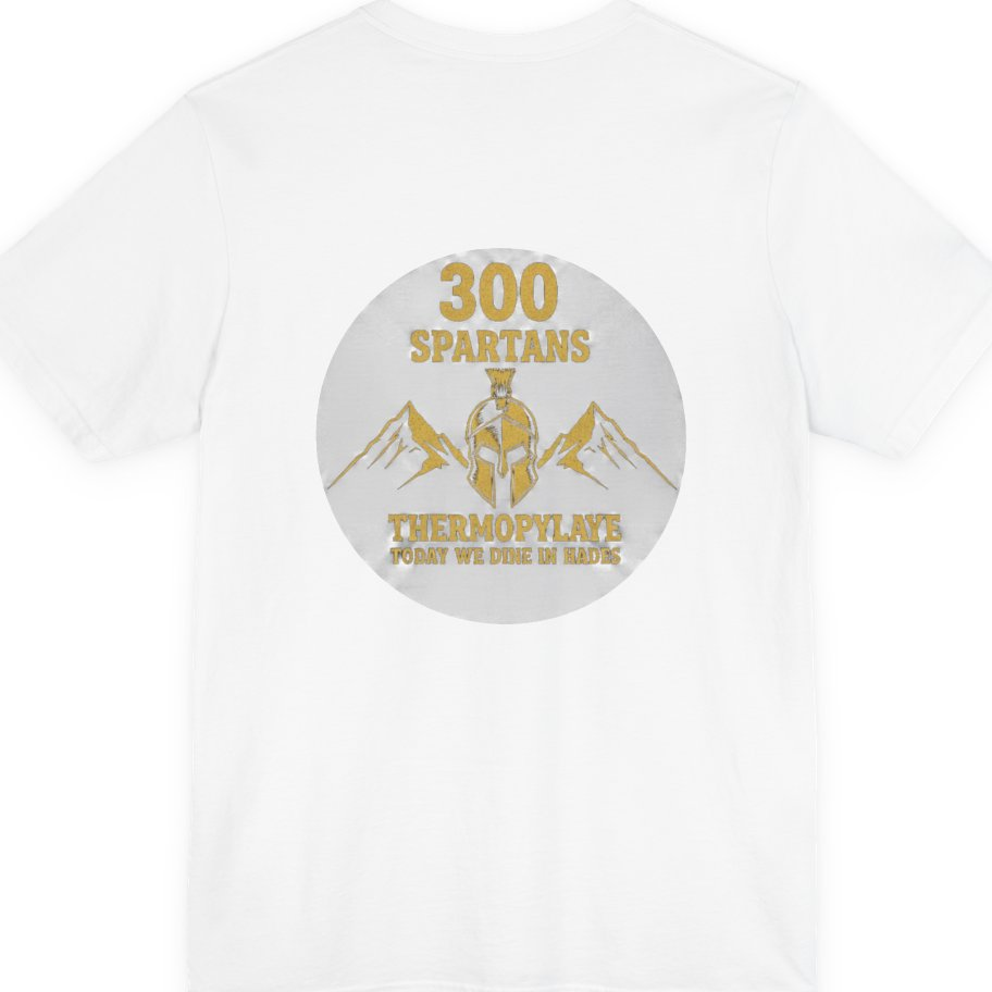 Spartans Thermopylae Back Print Premium Tee - White back