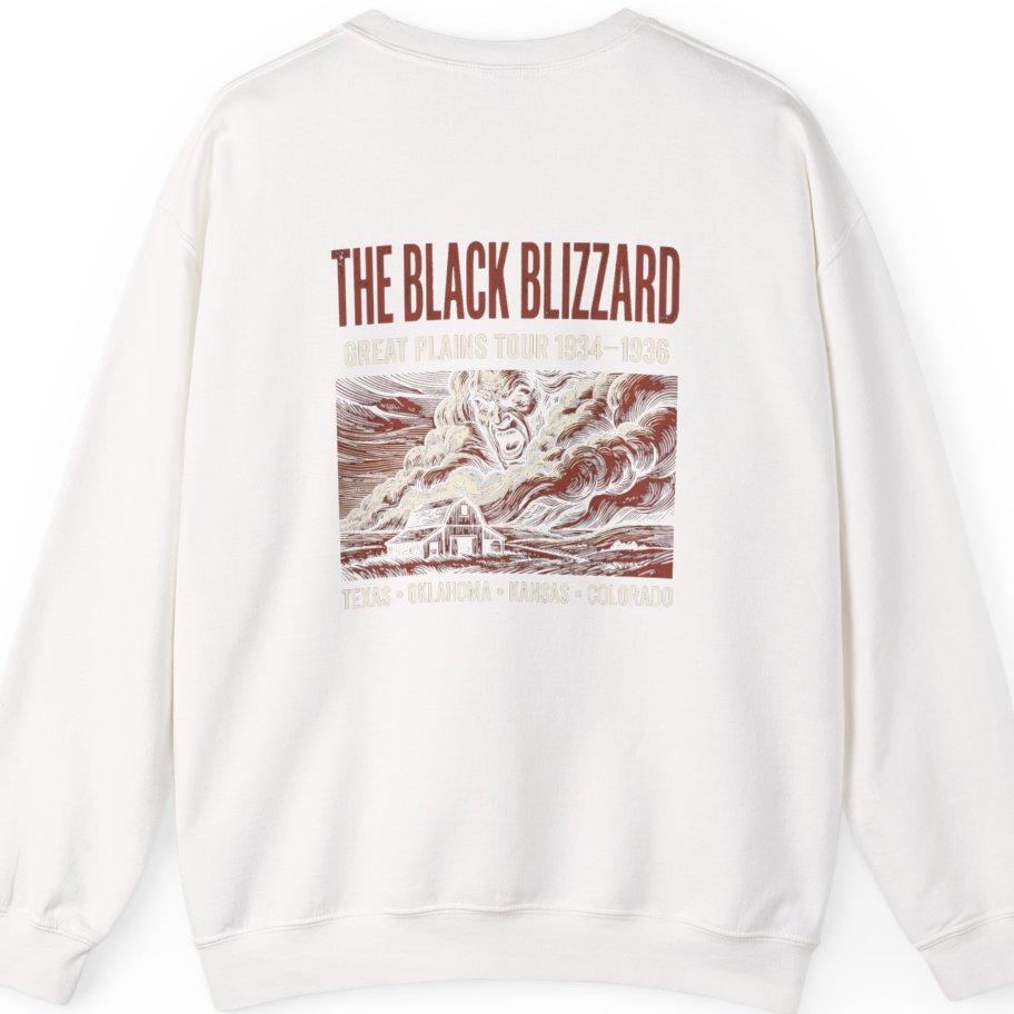 Black Blizzard Dust Tour Back Print Sweatshirt - White back
