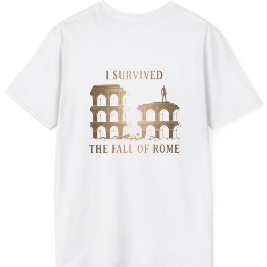 I Survived The Fall of Back Print T-Shirt - White back