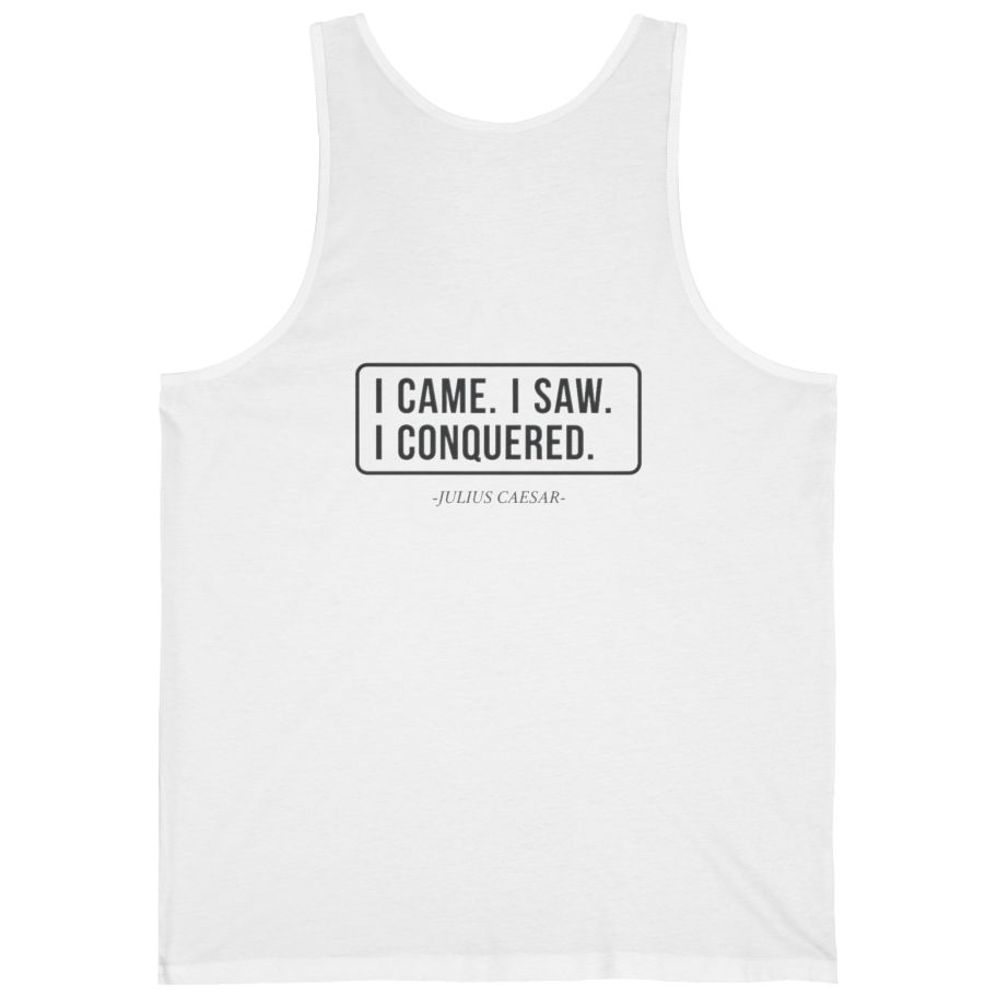 I Came I Saw I Back Print Tank Top - White back