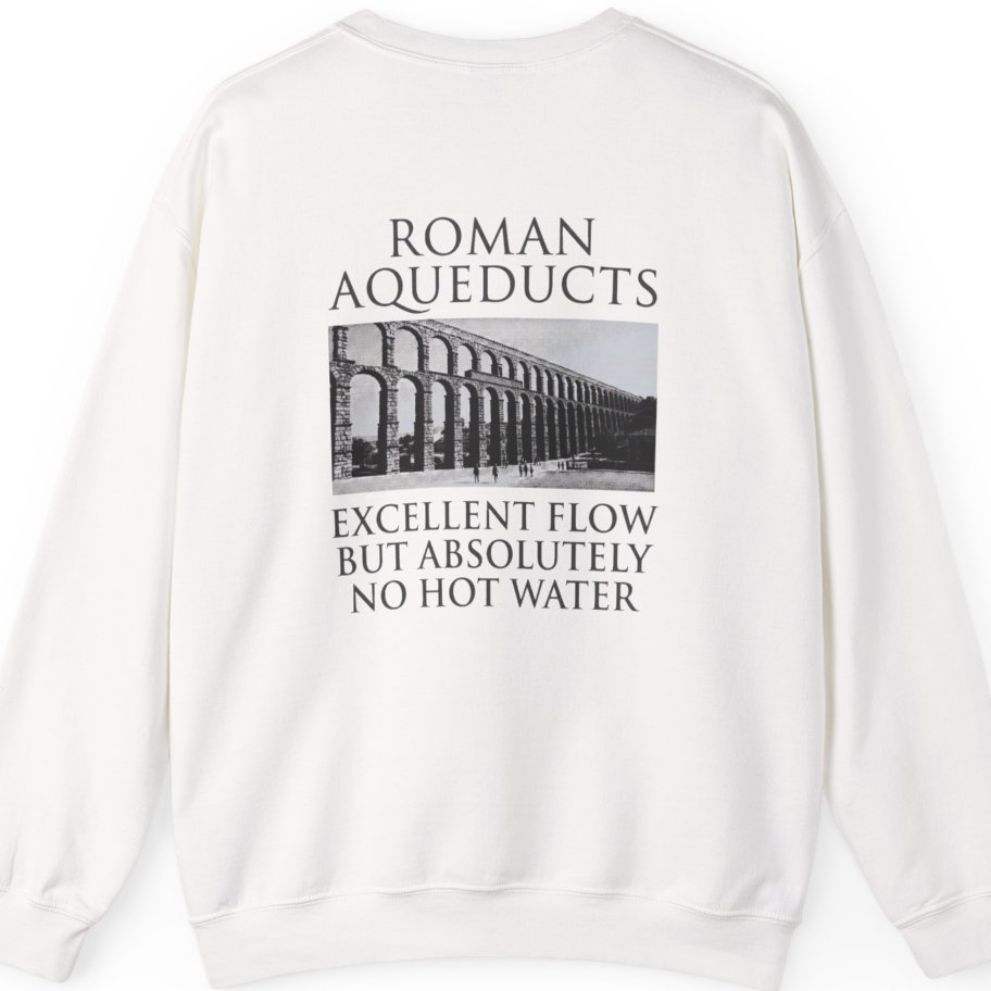 Roman Aqueducts Service Review Back Print Sweatshirt - White back
