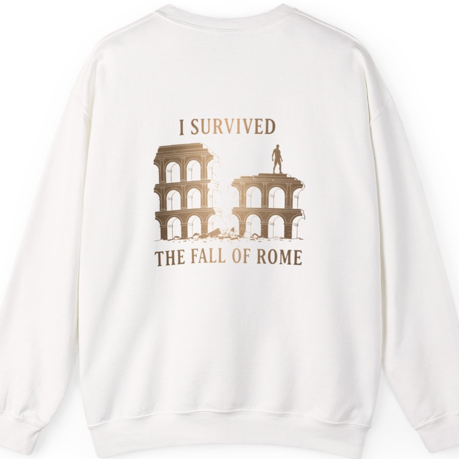 I Survived The Fall of Back Print Sweatshirt - White back