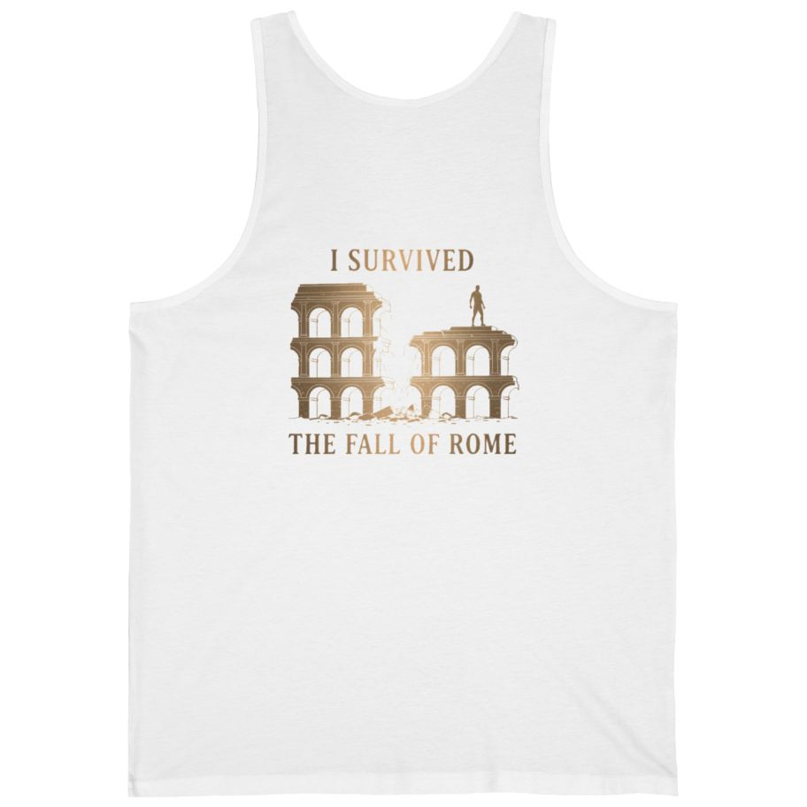 I Survived The Fall of Back Print Tank Top - White back
