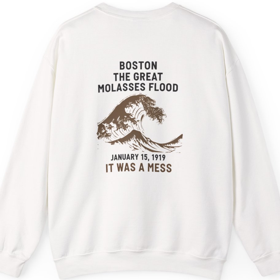 Boston The Great Molasses Flood Back Print Sweatshirt - White back