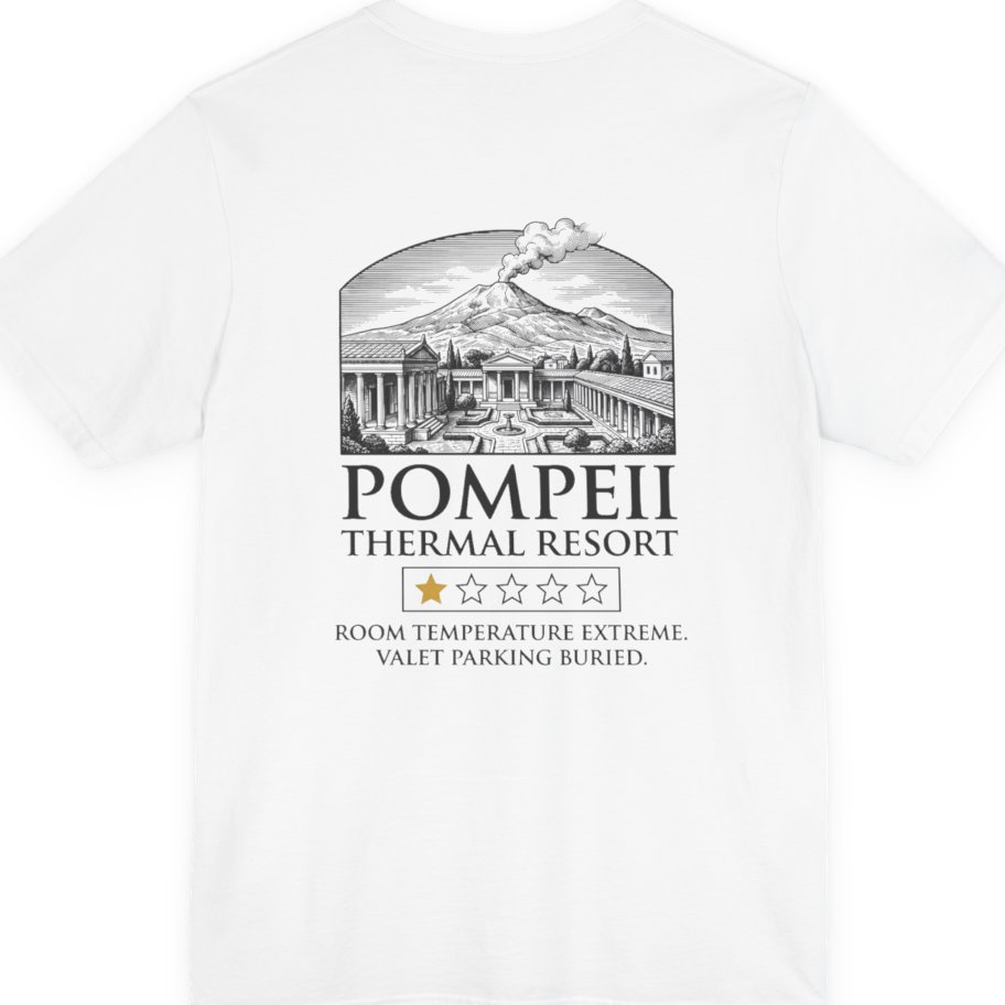 Pompeii Thermal Resort Back Print Premium Tee - White back