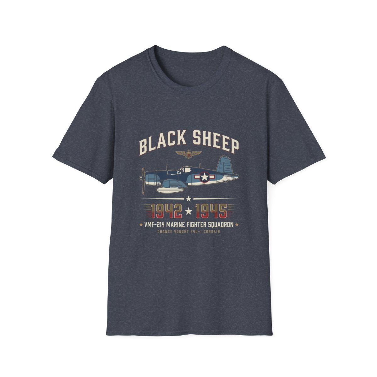 Black Sheep Squadron Crest T-Shirt - Heather Navy front