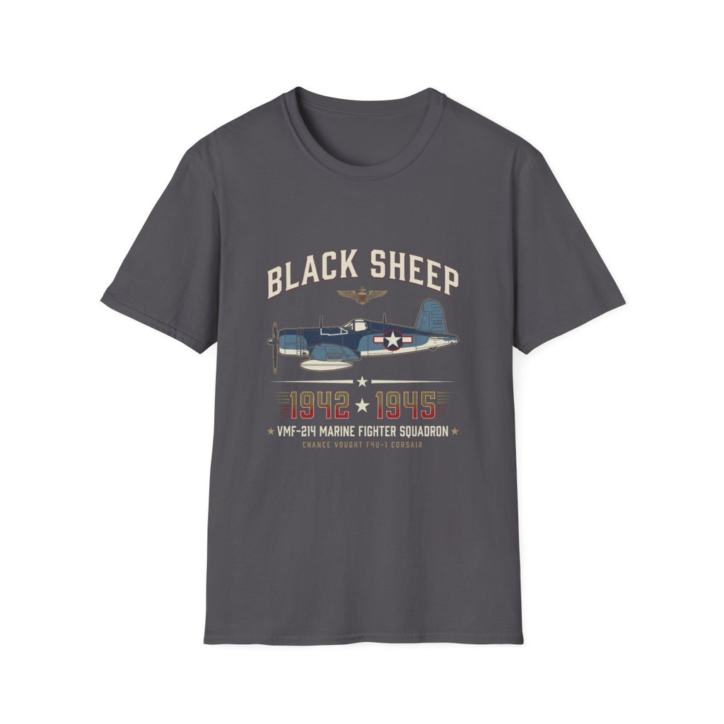 Black Sheep Squadron Crest T-Shirt - Charcoal front