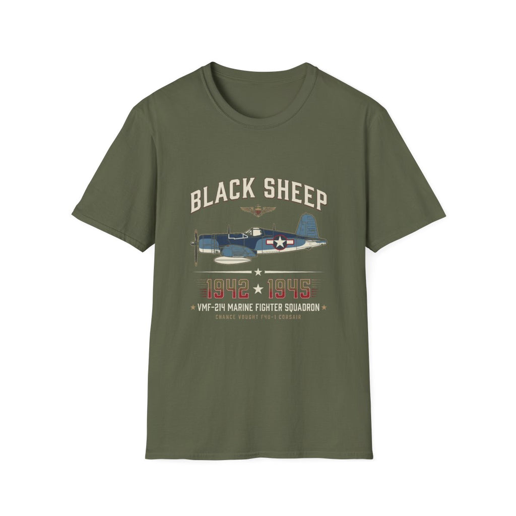 Black Sheep Squadron Crest T-Shirt - Military Green front