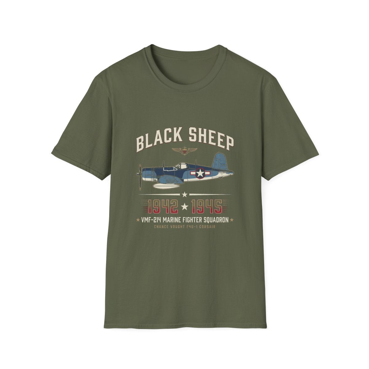 Black Sheep Squadron Crest T-Shirt - Military Green front