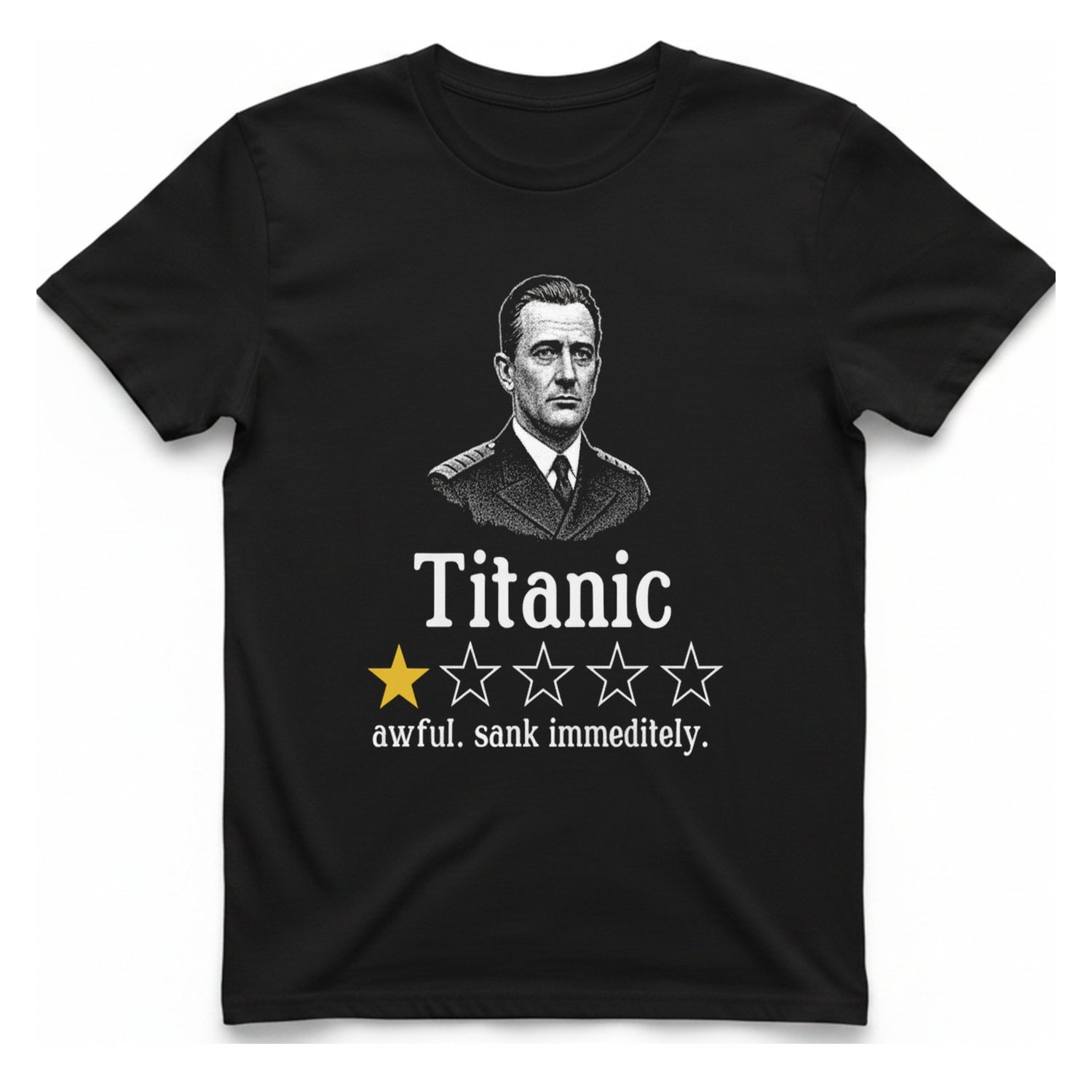 Titanic One Star Review T-Shirt - Black front
