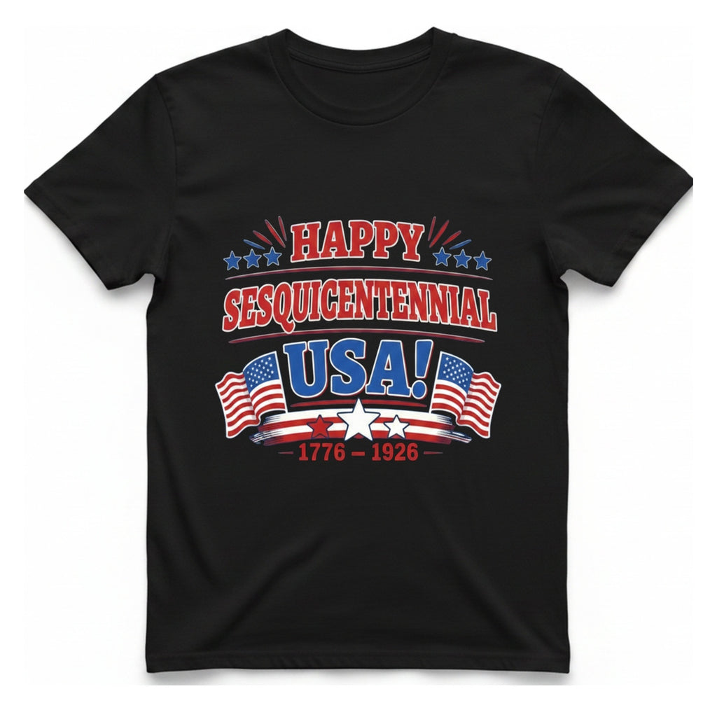 Happy Sesquicentennial Usa T-Shirt - Black front