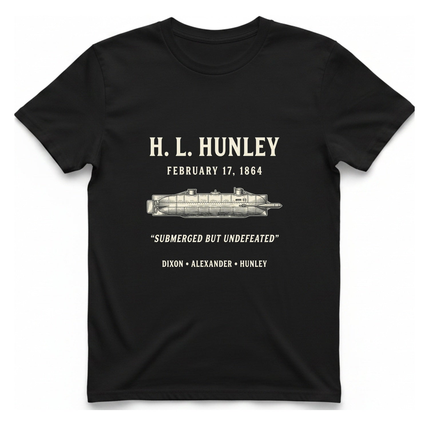 Css Hunley Submarine Memorial T-Shirt - Black front