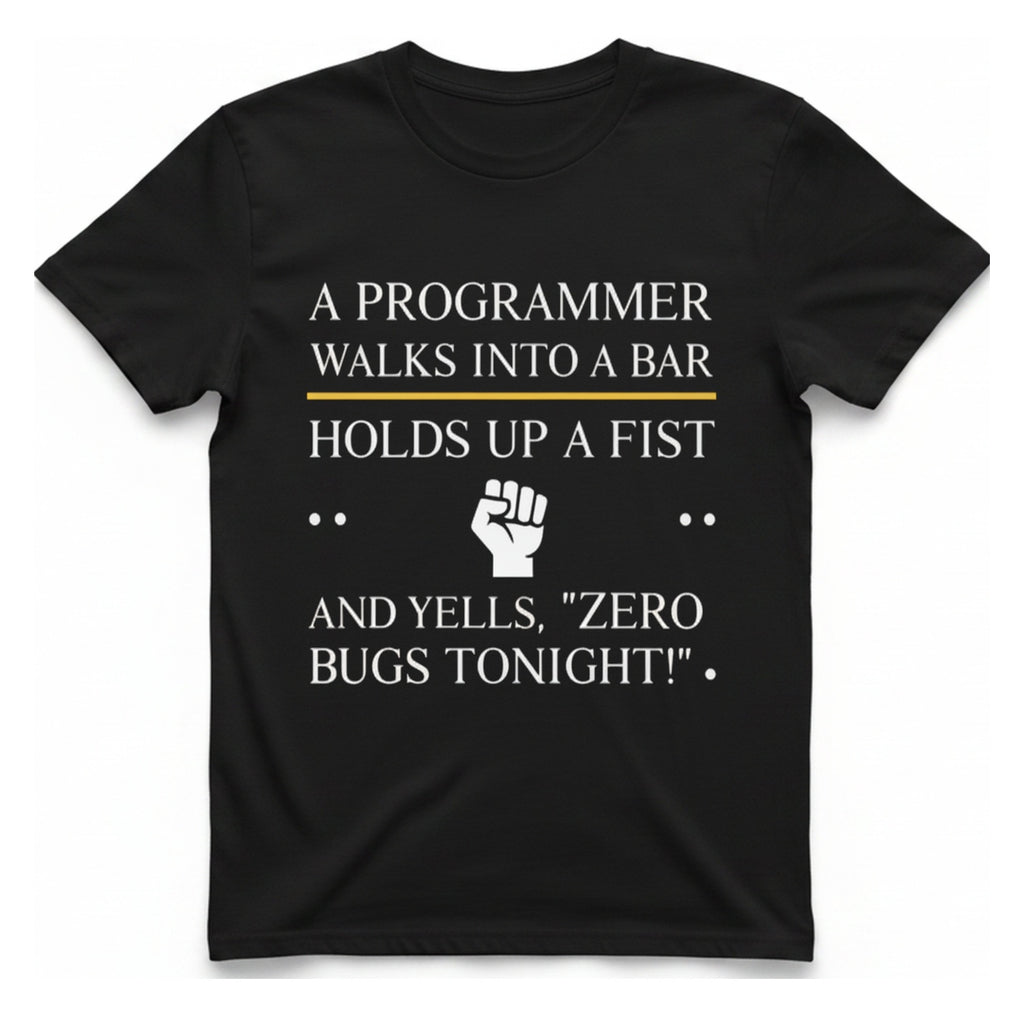 Programmer Zero Bugs T-Shirt - Black front