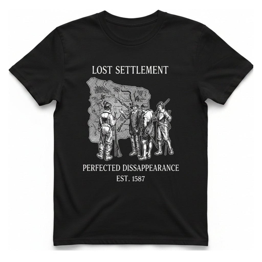 Lost Settlement Disappearance T-Shirt - Black front