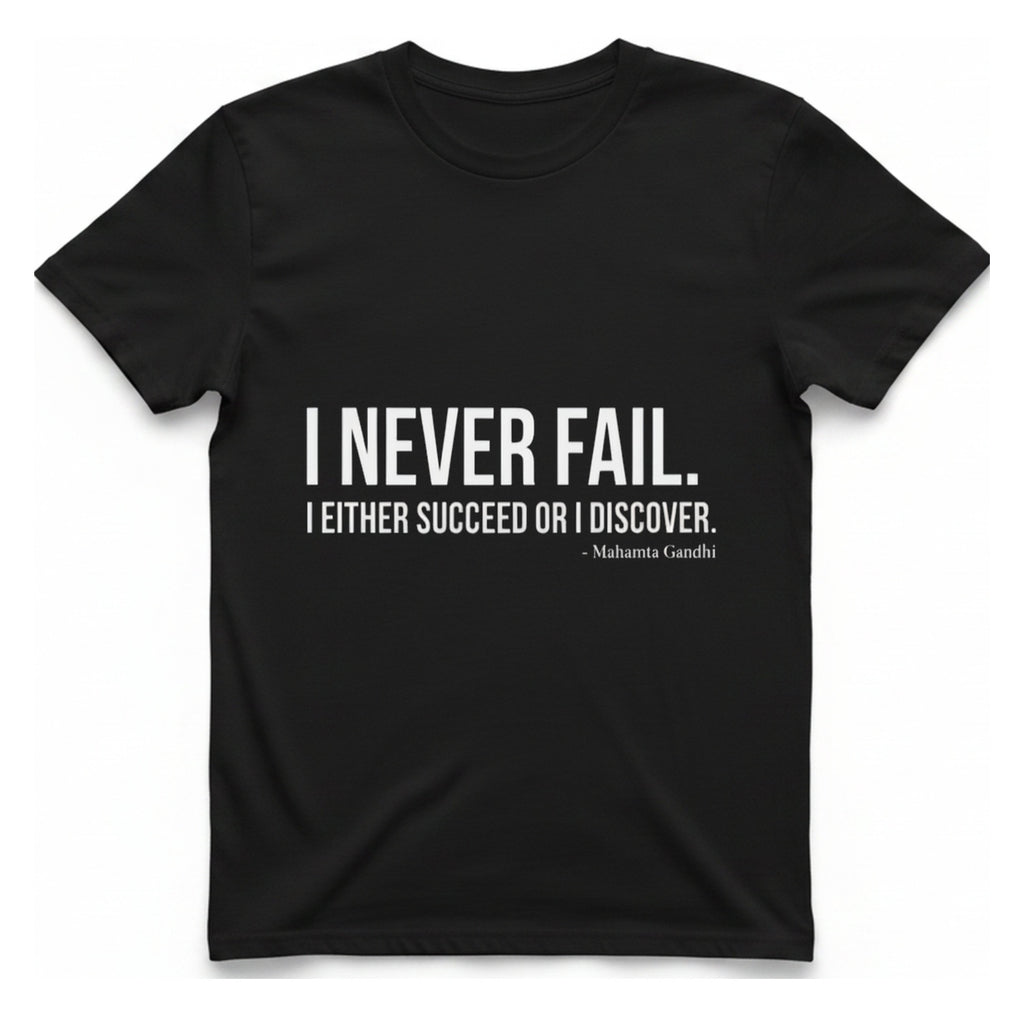 Gandhi Never Fails T-Shirt - Black front