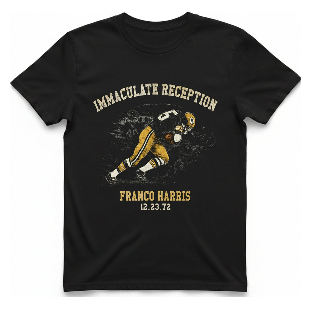 Immaculate Reception Franco Harris T-Shirt - Black front