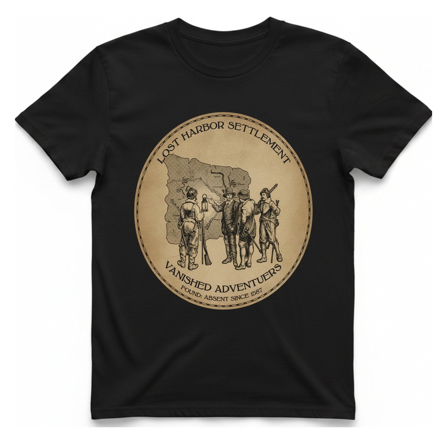 Lost Harbor Settlement T-Shirt - Black front