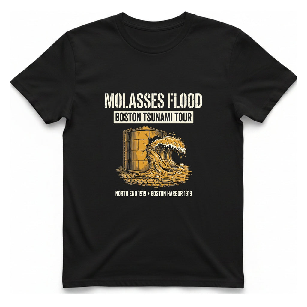 Boston Molasses Flood Tour T-Shirt - Black front