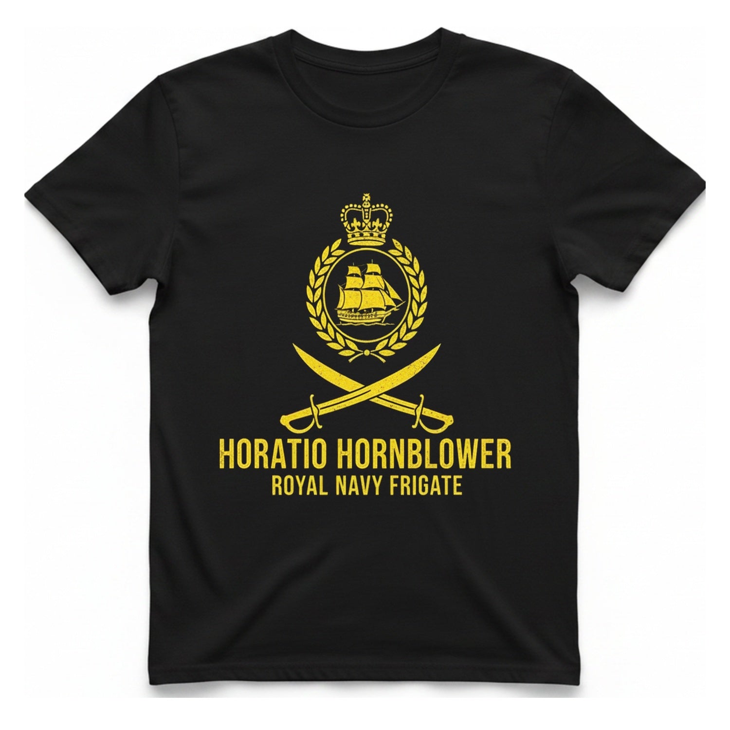 Horatio Hornblower Royal Navy Frigate T-Shirt - Black front
