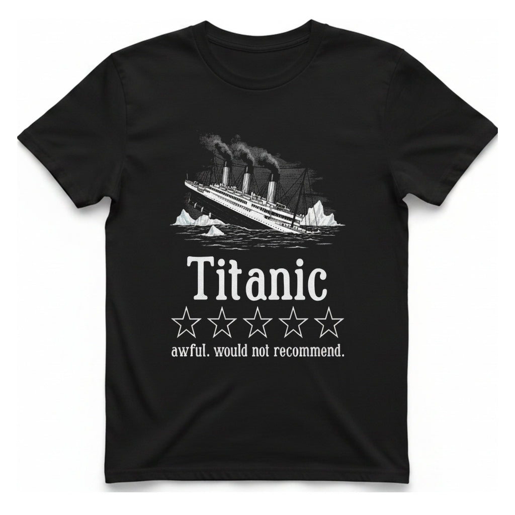 Titanic One Star Review T-Shirt - Black front