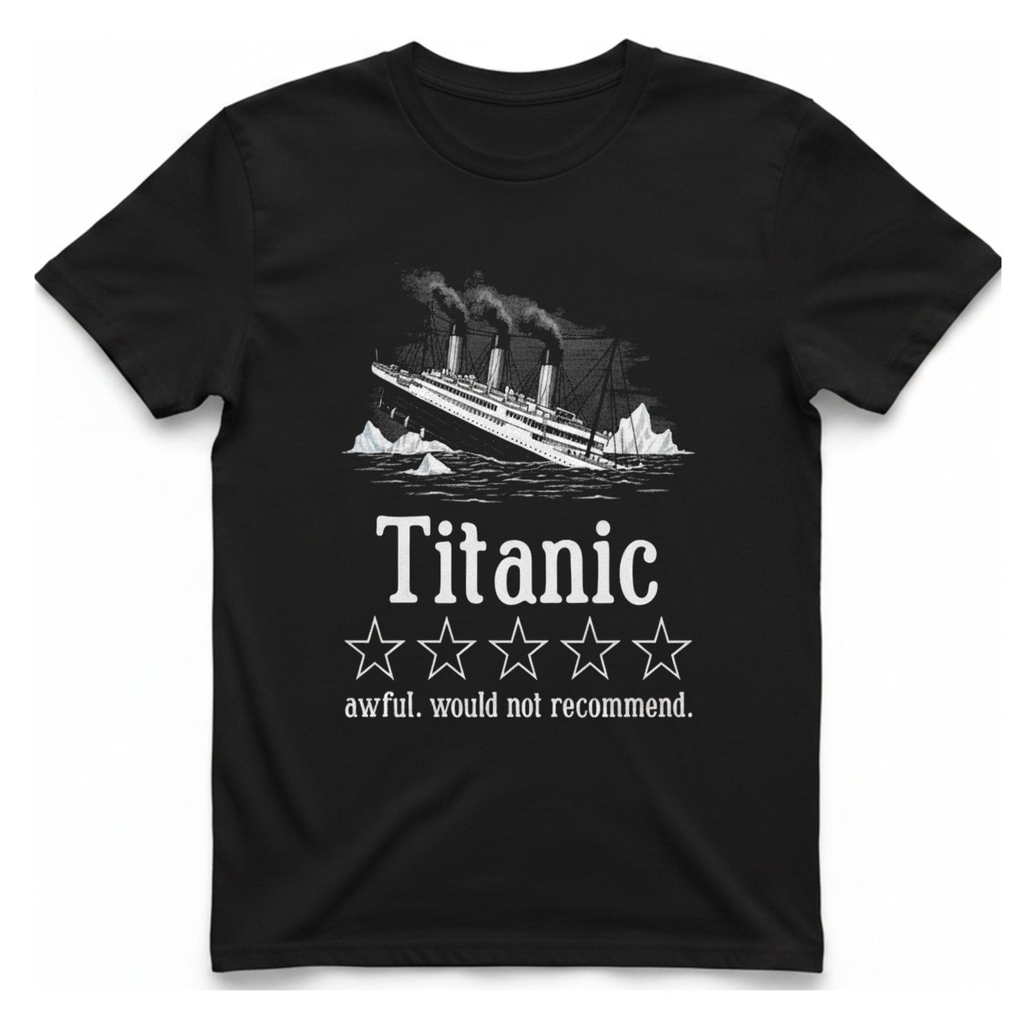 Titanic One Star Review T-Shirt - Black front