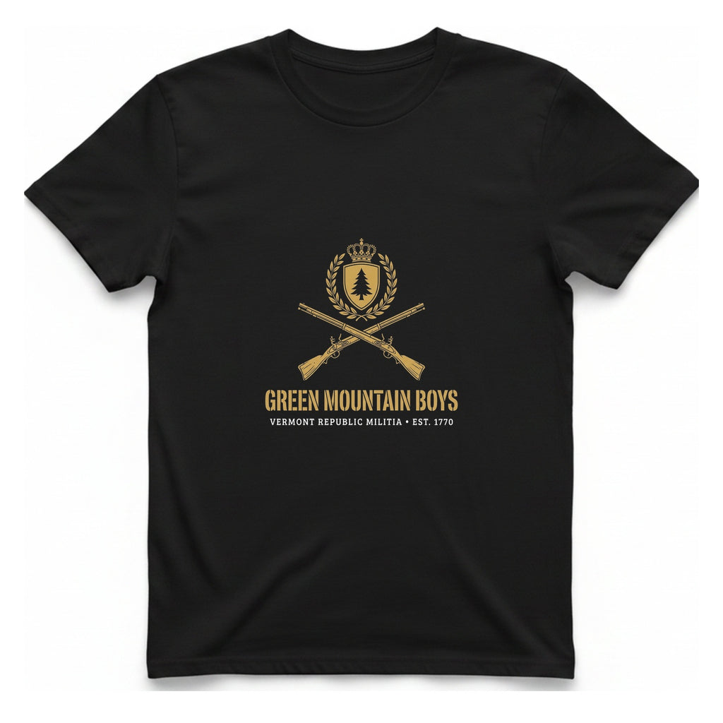 Green Mountain Boys Crest T-Shirt - Black front