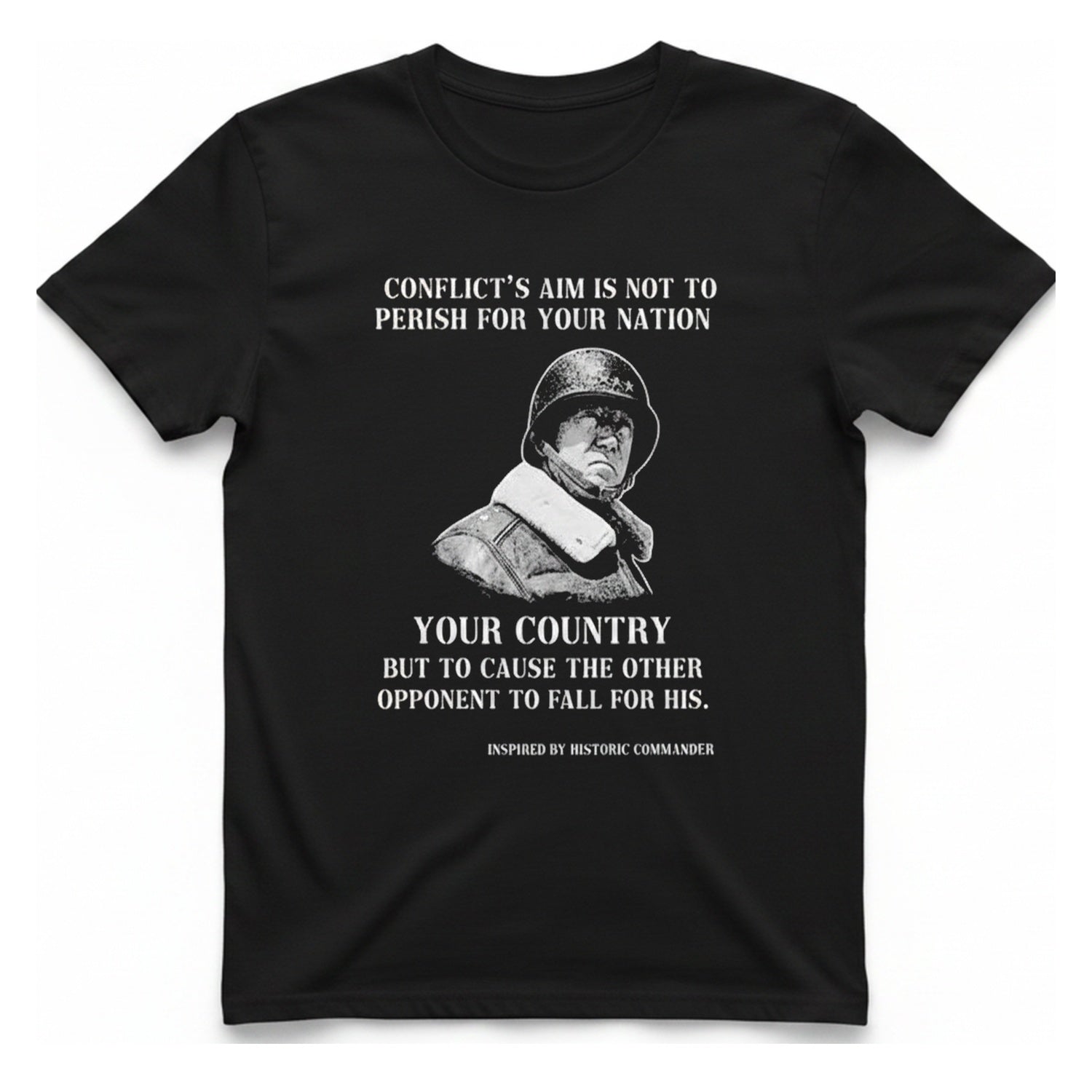 Historic Commander Quote T-Shirt - Black front
