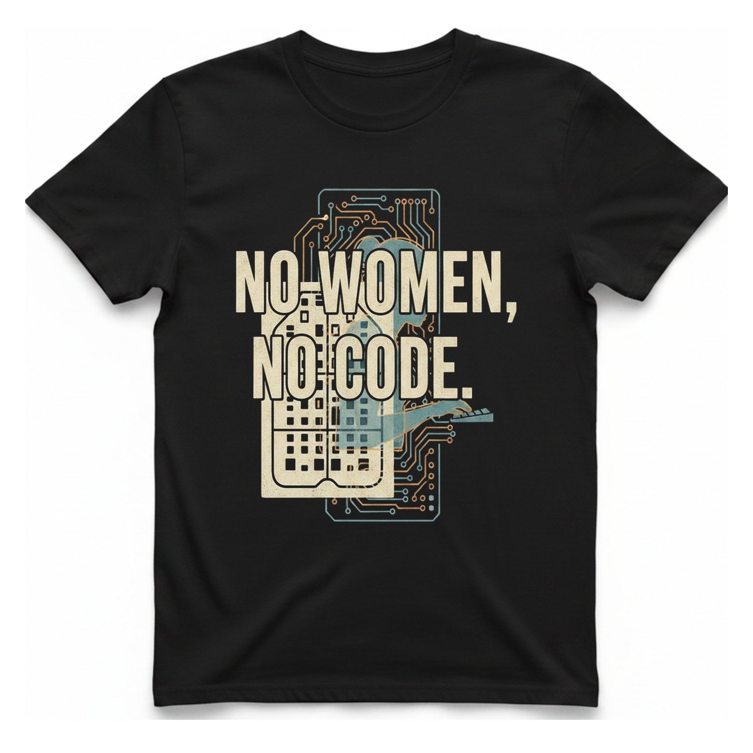 No Women No Code T-Shirt - Black front