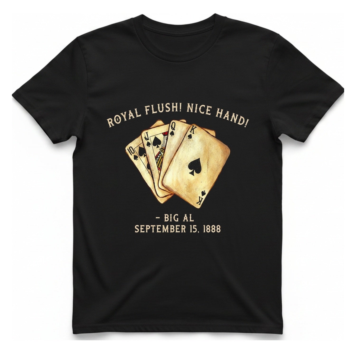 Royal Flush Hand T-Shirt - Black front