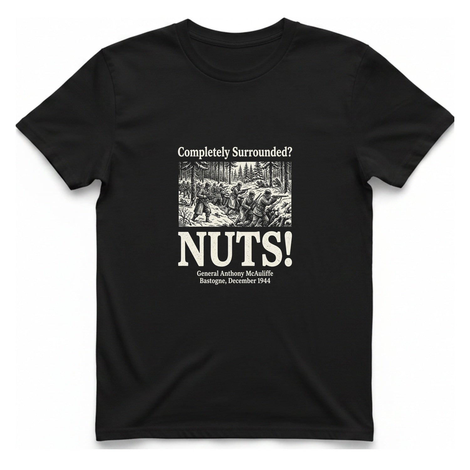 Bastogne Nuts Defiance T-Shirt - Black front