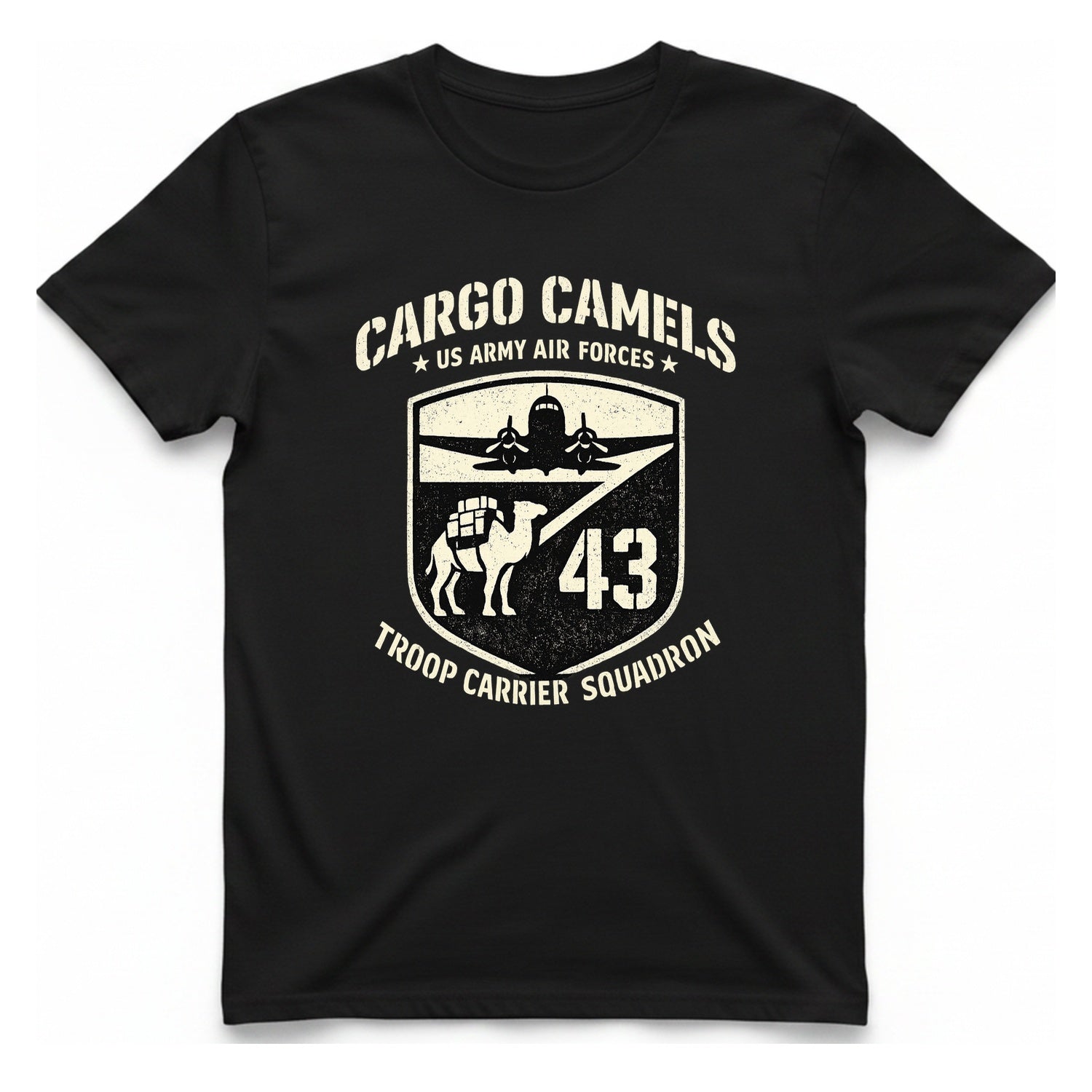 Cargo Camels WWII Usaaf Troop T-Shirt - Black front